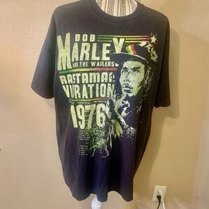 Bob Marley Graphic Tee 1X Unisex Black Rastaman Vibration 1976 Album 100% Cotton